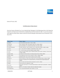 30042021 AXP Public 1 Dated: 30th April, 2021 To Whomsoever It May  Concern American Express Banking Corp. has escheated funds