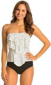 Eco Swim Speckled Dot Layered Ruffle Bandeau Tankini Top 8132488 Bandeau Tankini Top Bandeau Tankini Tankini Top