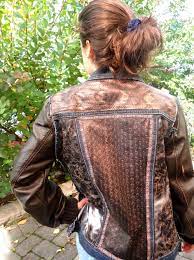 Upcycled Jean Jacket With Leather Mix By Daughter Mother Team Sophia Scanlan And Victoria Pero For Stubborn Jeans Upcycle Clothes Upcycle Jeans Recycle Clothes