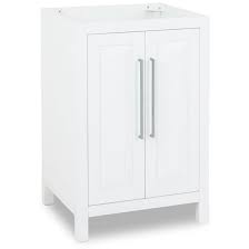 Shop online for vanities made from natural wood tones, painted white wood, dark wood, and more with cabinet doors, drawers, and shelves. Hardware Resources Cade Contempo Single 24 Inch Transitional Bathroom Vanity White