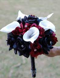 Wedding bouquets red turqouse and black. Burgundy And Royal Blue Wedding Bouquets Bouquet Burgun Dy Black White Rose Calla Lily Brid Red Bouquet Wedding Blue Wedding Flowers Blue Wedding Bouquet