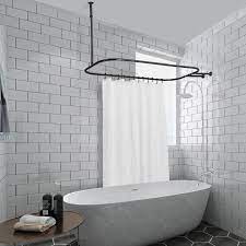 Indeed many of us with limited space are actually removing our standard length baths, ditching the shower curtains and replacing. Rust Free Hoop 24 Oval Fixed Shower Curtain Enclosure Freestanding Tub Shower Tub Shower Combo Clawfoot Tub Shower