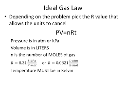 The ideal gas law can be expressed with the individual gas constant. What Is R In Pv Nrt Value