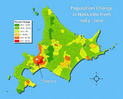 With both size and population similar to scotland, it is the most sparsely populated part of japan. Population Change In Hokkaido Japan Land Of Maps