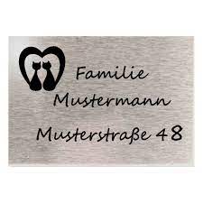 Umgehender tausch aller namensschilder im und am haus bei mieterwechsel. Edelstahl Namensschild Haustur Mit Gravur Katzen Und Herz