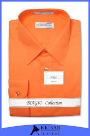 Biagio Men S 100 Cotton Solid Burnt Orange Dress Shirt W Convertible Cuffs Burnt Orange Dress Shirt Orange Dress Shirt Burnt Orange Dress