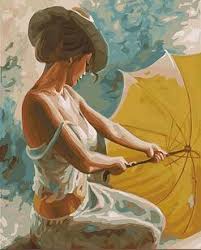 A fleeting moment captured with light colors and fresh strokes. Woman Holding A Yellow Umbrella Painting By Numbers Art Canvas Painting Wall Pictures For Living Room Home Decor Painting Calligraphy Aliexpress