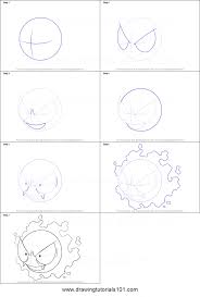 How to Draw Gastly from Pokemon printable step by step drawing sheet :  DrawingTutorials101.com