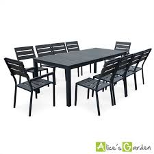 Les bois exotiques et la résine imitant le rotin tressé ont remplacé les plastiques d'autrefois. Salon De Jardin Monaco En Bois Composite Et Aluminium Table 220cm 8 Chaises Et 2 Fauteuils Structure Grise Anthracite Polywoo Cdiscount Jardin