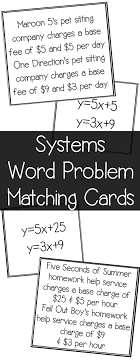 I Love Doing Card Matches Like This In The Classroom This Matching Systems Of Equations Word Problem Matc Systems Of Equations Word Problems Teaching Algebra