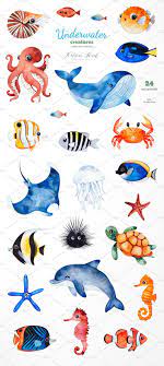 Underwater Creatures Sea Creatures Drawing Underwater Drawing Ocean Drawing