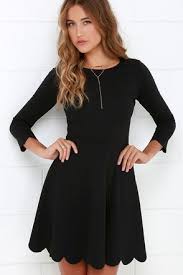 Scalloped Dresses Sleeveless Short Sleeve And Long Sleeve Cute Dresses Black Scallop Dress Flare Dress
