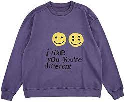 Kids see ghosts freeee hoodie. Nagri I Like You You Re Different Sweatshirt Letter Print Hip Hop Crew Neck Pullover Hoodie Clothing Amazon Com