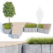 Seats And Benches 3d Model For Vray Furnitubes Trapezoid Grass Pot Triangle Urban Landscape Design Landscape Architecture Design Urban Furniture Design