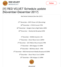 30.10.2018 · the history of cake dates back to the 13th century. Red Velvet S Schedule For The Rest Of 2017 More A Fan Compiled A Current Schedule Of Red Velvet S Upcoming Events For The Rest Of 2017 There May Be More But Check Out The Current