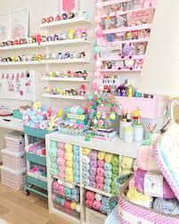 A room with no identity is transformed into a lively, working craft space by combining vintage furniture. Organiztion And Aesthetic Craft Room Design Dream Craft Room Craft Room Office