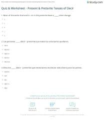 Quiz & Worksheet - Present & Preterite Tenses of Decir | Study.com