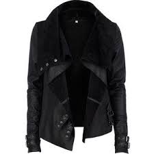 River Island Black Drape Front Leather Jacket Leather Look Jackets Black Long Sleeve Jacket Leather Jacket