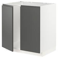 Perfect if you want a discreet colour that goes with everything. Metod White Voxtorp Dark Grey Base Cabinet For Sink 2 Doors 80x60 Cm Ikea