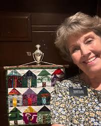 So I did some sewing for me today! I made a little quilt for my front door!  I used my tiny house pattern and the tree pattern from a Jenny box project.