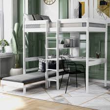 To complete the inspiring set, a foldable bed can be bought to create additional space at the bottom of the bed. Convertible Twin Loft Bed With L Shape Desk Shelves And Ladde Cool Toddler Beds