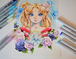 See more ideas about coloring pages, coloring books, colouring pages. Artstation Floral Sailor Moon Coloring Book Copic Marker Lighane S Artblog