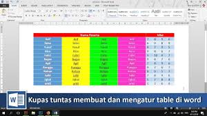 Cara Membuat Dan Mengatur Table Di Word Tutorial89 Tutorial Microsfot Word Di Video Tutorial Kali Ini Kita Akan Membahas Tuntas Bagaiam Desain Video Warna