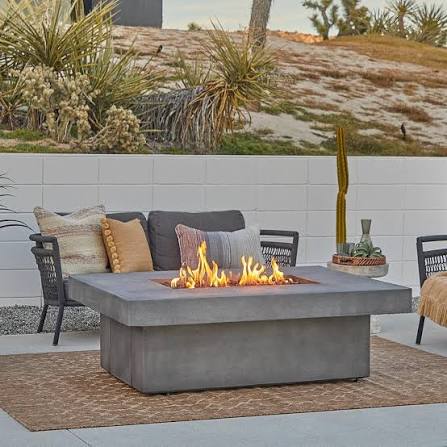 Hickory Bay 60 Inch Rectangular GFRC Natural Gas Fire Pit Table in Ash by  BBQGuys Signature : BBQGuys