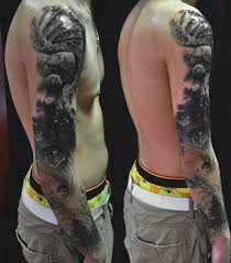 Black And White Space Tattoo Half Sleeve Space Blackwork Tattoo Sleeve Best Tattoo Ideas Space Tattoo Sleeve Sleeve Tattoos Tattoos