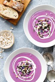 Purple Cauliflower Sweet Potato Soup With Popped Sorghum Love And Olive Oil Recipe Sweet Potato Soup Purple Cauliflower Food