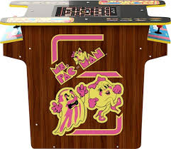 I'm gonna set my energy drink right there in the corner where the power pellet should be. Arcade1up Ms Pac Man 8 In 1 Games Cocktail Arcade Multi 815221022980 Best Buy