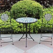 Mosaic Bistro Set Garden Patio Balcony Table Chairs Metal Steel Ceramic Round Porch Table And Chairs Porch Table Balcony Table And Chairs