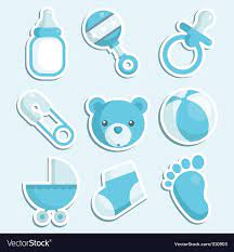 Set Of Blue Baby Boy Icons Download A Free Preview Or High Quality Adobe Illustrator Ai Eps Pdf And Hi Baby Shower Pictures Baby Boy Shower Baby Shower Deco