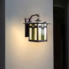 1 Light Sconce Light Fixture Tiffany Stylish Lantern Stained Art Glass Wall Mounted Lighting In Green For Outdoor Beautifulhalo Com