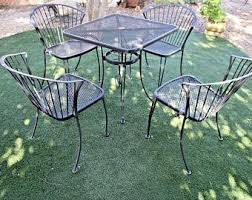Vintage Carolina Forge Chairs And Iron Table Patio Set Mcm Clam Shell Back Safe Nationwide Shipping Available P Patio Set Vintage Patio Furniture Vintage Patio