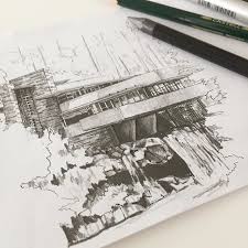 Still My Favourite House To Draw Fallingwater By Flw Art Drawing Pen Pencil Sketch Linedrawi Pencil Drawings Of Animals Architecture Sketch Drawings