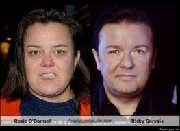 35 Comedians Their Doppelgangers Rosie Odonnell Ricky Gervais Celebrity Look Alike