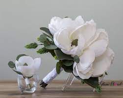 Rent Real Touch Magnolia Wedding Bouquet Boutonniere Set Etsy Magnolia Wedding Wedding Bouquets Magnolias Wedding Bouquet