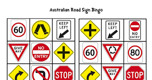 Car trip bingo is a race to get four in a row, either vertically, horizontally or diagonally! Australian Road Sign Bingo Pdf Australian Road Signs Road Signs Road Trip With Kids