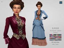 I'm planning on starting a victorian period legacy for sims 4 and i needed to make some dresses for girls so here is the first one. Victorian Ladies Gown 45 Swatches Base Game