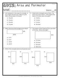 Area And Perimeter Quiz 4th Grade 4 Md 3 Measurement Assessment 2 Versions Perimeter Quiz Area And Perimeter Common Core Math Standards