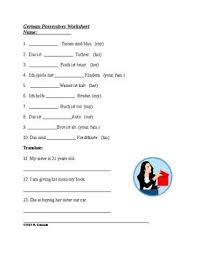 German Possessive Pronouns Worksheet Possessivpronomen Possessive Pronoun Possessive Pronouns Worksheets Possessives
