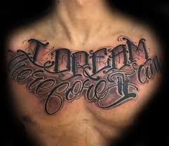 I shall fear no man but god quote tattoo on man chest. Top 41 Chest Writing Tattoo Ideas 2021 Inspiration Guide