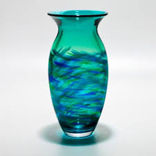 Handblown Glass Vase I Vortex By Michael Trimpol I Boha Glass Orange cyan design glass vases.
