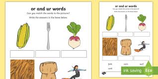 This could be the only web page dedicated to explaining the meaning of ur (ur acronym/abbreviation/slang word). Precursive Or And Ur Sounds Matching Activity Worksheet