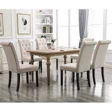 Transport your dining room décor to a simpler time with the castiel tufted button upholstered performance velvet dining chair. Tufted Fabric Parsons Dining Chairs Set Of 2 39 8 X22 4 X17 5 Upholstered High Back Padded Dining Chairs W Solid Wood Legs Classic Linen Parsons Chair For Ho Linen Dining Chairs Dining Chairs Tufted Dining