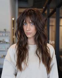 This model has long hair with a lot of layering around the shoulders to give it movement and less weight. 20 Trendiest Long Layered Hair With Bangs For 2021