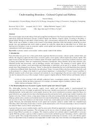 Pdf Understanding Bourdieu Cultural Capital And Habitus