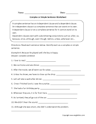 Simple And Compound Sentences Worksheet 7th Grade Lobo Black Complex Sentences Worksheets Simple Sentences Worksheet Complex Sentences