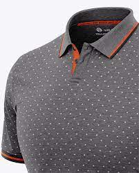 Download Men S Heather Short Sleeve Polo Shirt Front Half Side View In Apparel Mockups On Yellow Images Object Mockups